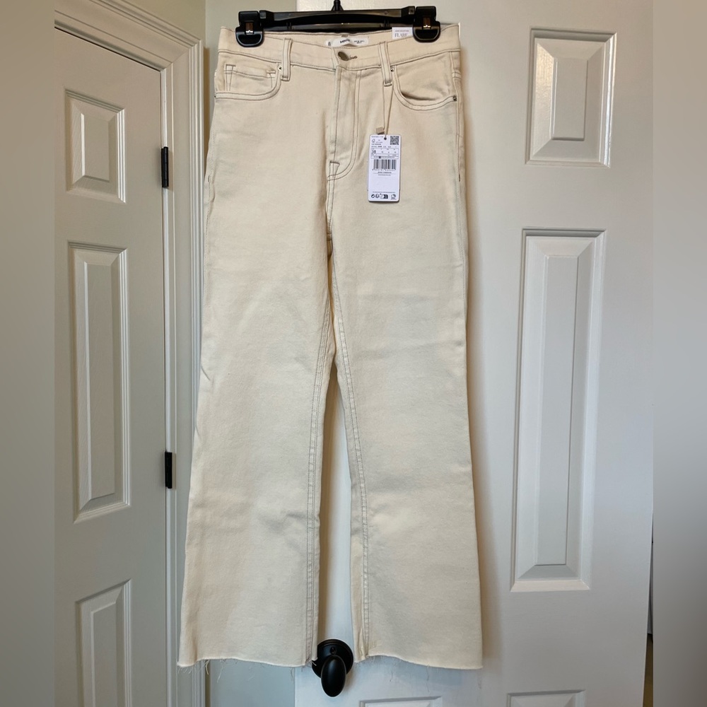 Mango High Rise Wide Leg Jeans in Cream